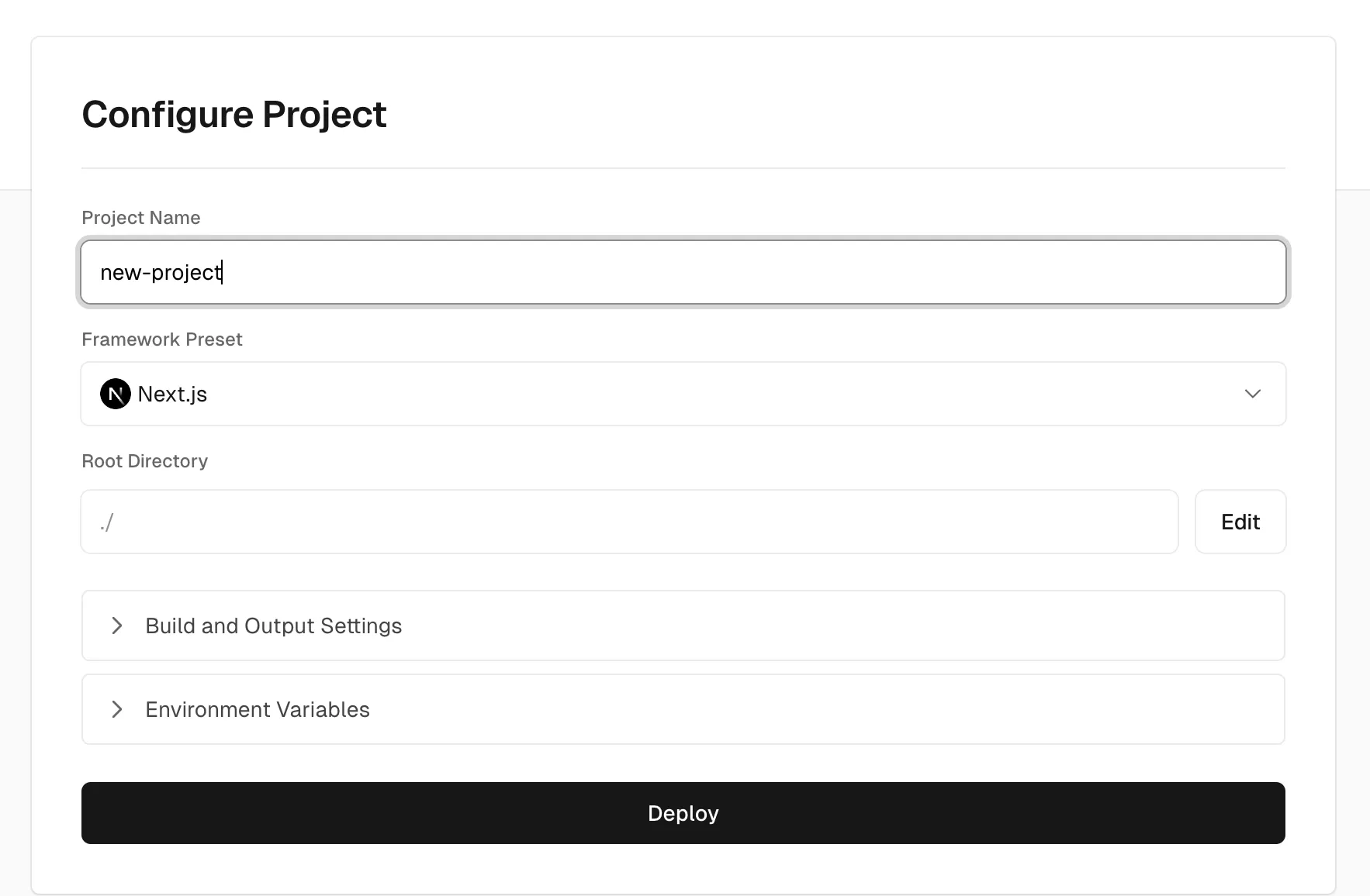 Vercel project configuration